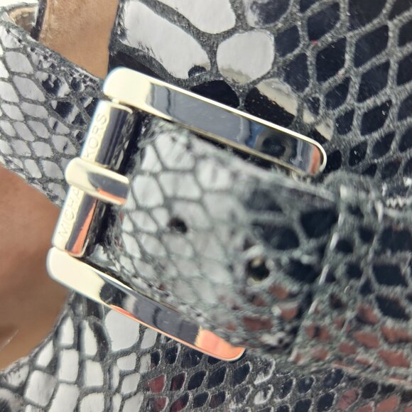 Michael Kors Embossed Leather Buckled Peep Toe Platform Booties – Size 8.5M - Picture 4 of 12